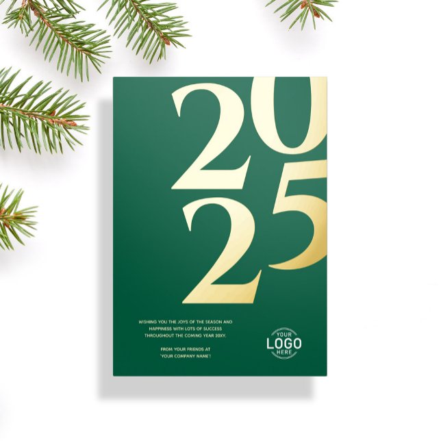 Logo Modern Simple Green Business Holiday Card (Creator Uploaded)
