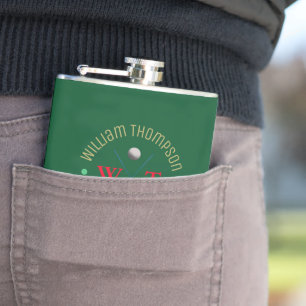 Logo Monogram for a Golf-player Green Hip Flask