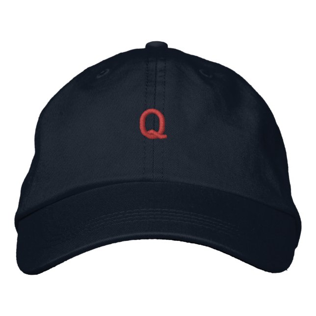 Logo Monogram "Q" Initial Personalized Navy Color Embroidered Hat (Front)