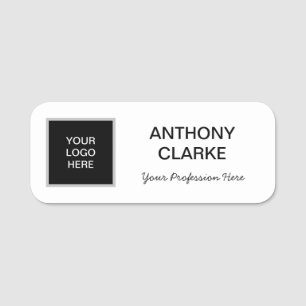 Logo Name Black Minimalist Classic  Name Tag