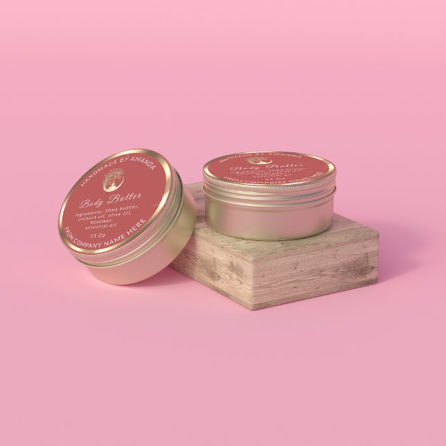 Logo Name Body Butter Cosmetic Gold Dark Pink Classic Round Sticker (Creator Uploaded)