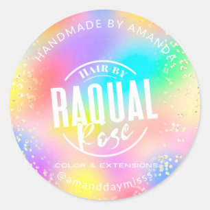 Logo  Name Gold Pink Colour Therapy Holograph Classic Round Sticker