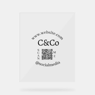 logo name letter company social media website QR Acrylic Sign