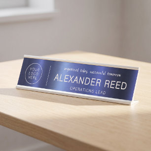 Logo Name Plates Custom Modern Navy
