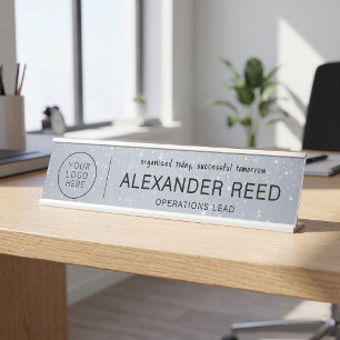 Logo Name Plates Custom Shimmer Silver