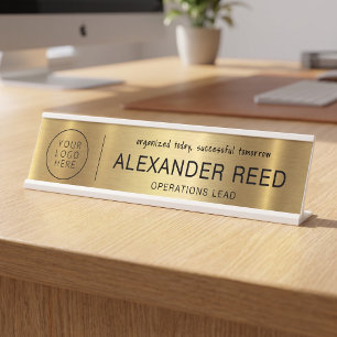 Logo Name Plates Custom Sleek Gold