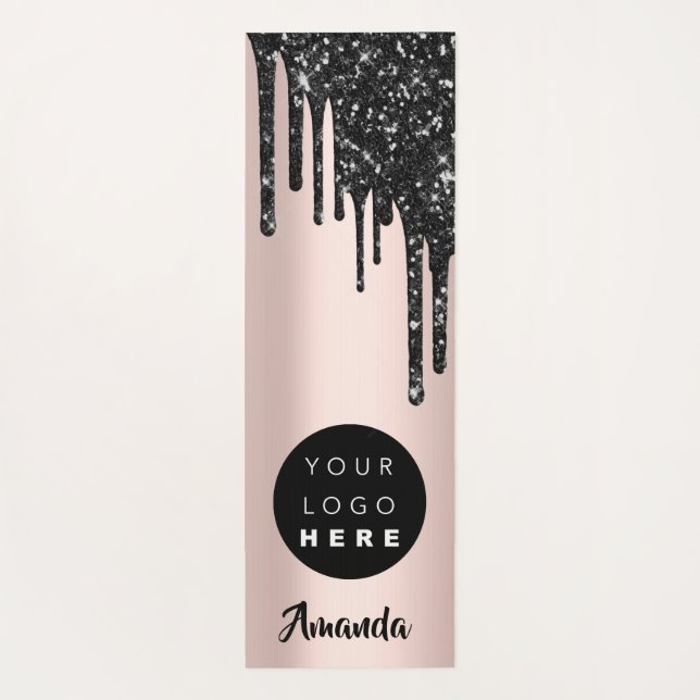Logo Name Rose Blush Powder Girly Gift Drips Yoga Mat (Back)