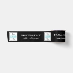 Logo name text branded Company packaging black Satin Ribbon
