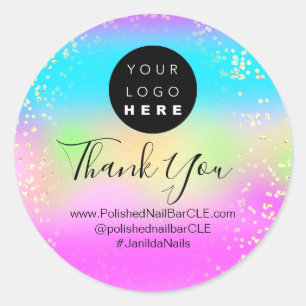 Logo Name Thank Gold Colour Therapy Holograph Classic Round Sticker