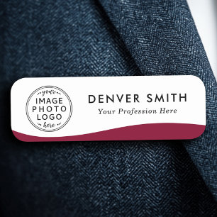 Logo name title burgundy wave white modern tag