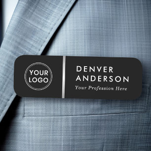 Logo name title classy black silver grey divider name tag