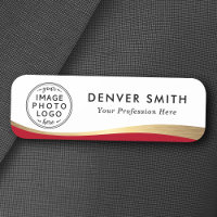 Logo name title red faux golden gradient