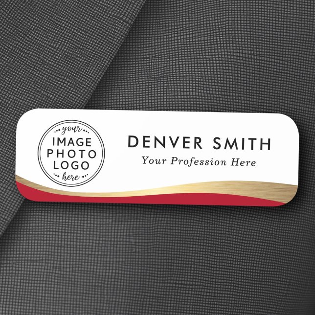 Logo name title red faux golden gradient tag (Logo name title red faux golden gradient name tag)