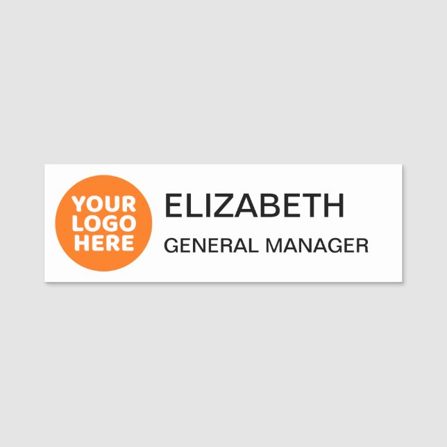 Logo Name Title Simple Staff Employee  Name Tag (Front)