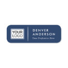 Logo name title white divider dark blue