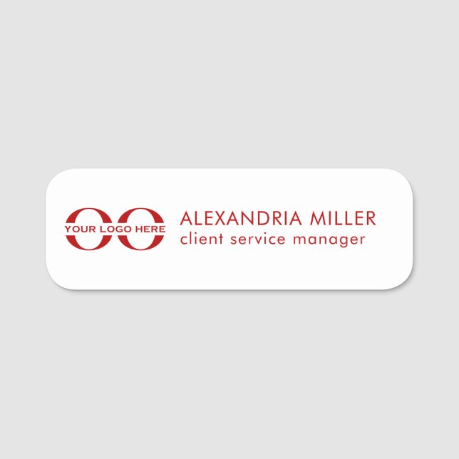 Logo Name Title White Red Name Tag (Front)