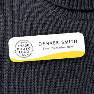 Logo name title yellow wave white modern tag