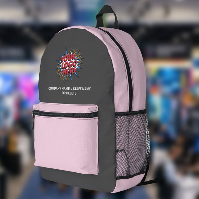 Logo & Name Upload Grey / Light Pink Printed Backpack (Creator Uploaded)