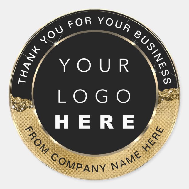 Logo Name Web Thank You Gold Elegant Classic Round Sticker (Front)