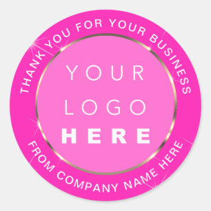 Logo Name Web Thank You Gold Pink Fuchsia Classic Round Sticker