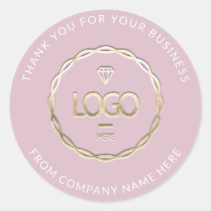  Logo Name Web Thank You Name Blush Rose Gold Pink Classic Round Sticker