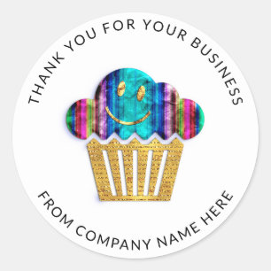 Logo Name Web Thank You Name Gold Smile Bakery Classic Round Sticker