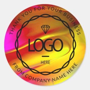 Logo Name Web Thank You Pink Red Gold Classic Round Sticker