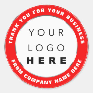 Logo Name Web Thank You Shopping Black Red Classic Round Sticker