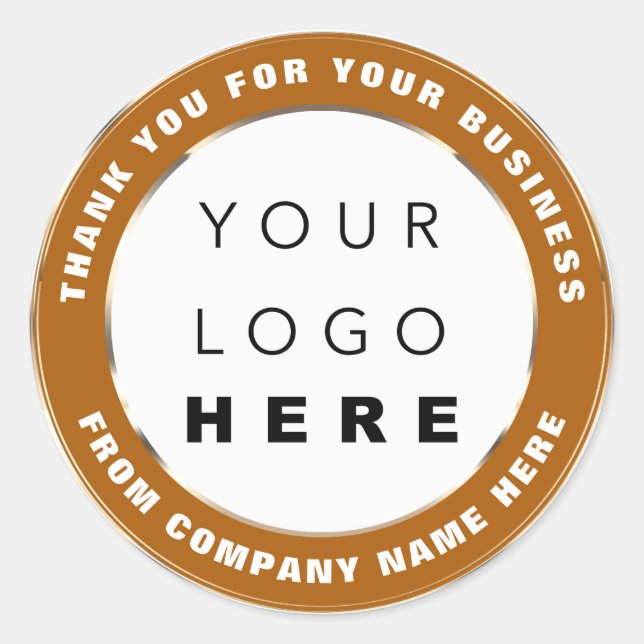 Logo Name Web Thank You Shopping Faux Gold Brown Classic Round Sticker (Front)