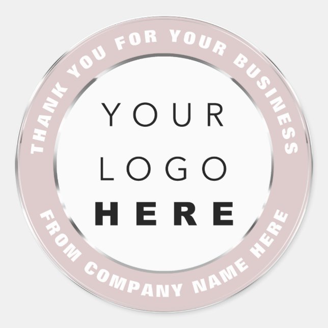 Logo Name Web Thank You Shopping Grey Silver Blush Classic Round Sticker (Front)