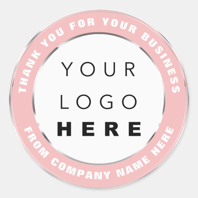 Logo Name Web Thank You Shopping Grey Silver Rose Classic Round Sticker (Front)