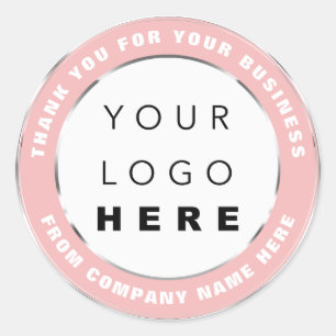 Logo Name Web Thank You Shopping Grey Silver Rose Classic Round Sticker