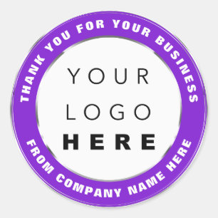 Logo Name Web Thank You Shopping Silver Purple Cla Classic Round Sticker