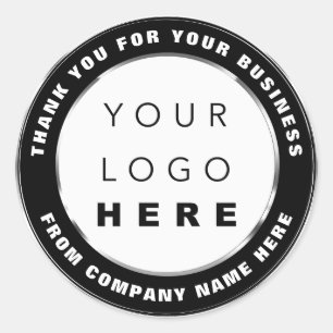 Logo Name Web Thank You Silver Black White Classic Round Sticker