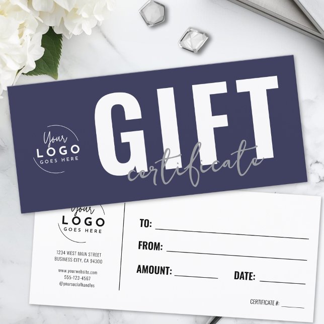 Logo Navy Blue Business Gift Certificate (Logo Navy Blue Business Gift Certificate)
