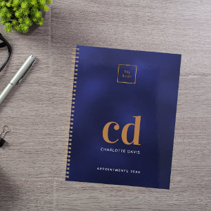 Logo navy blue gold monogram initial business 2026 planner