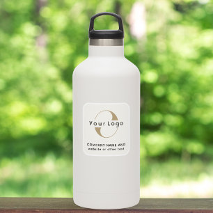 Logo +Off white square Water Bottle Business Vinyl