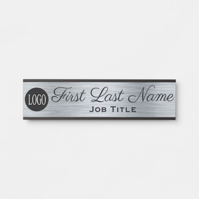 Logo Office Door Sign Elegant Silver Look (Front)