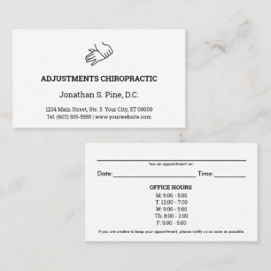 Logo & Office Hours Chiropractic Appointment Cards