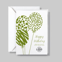 Logo Olive Green Balloons Corporate Birthday Card