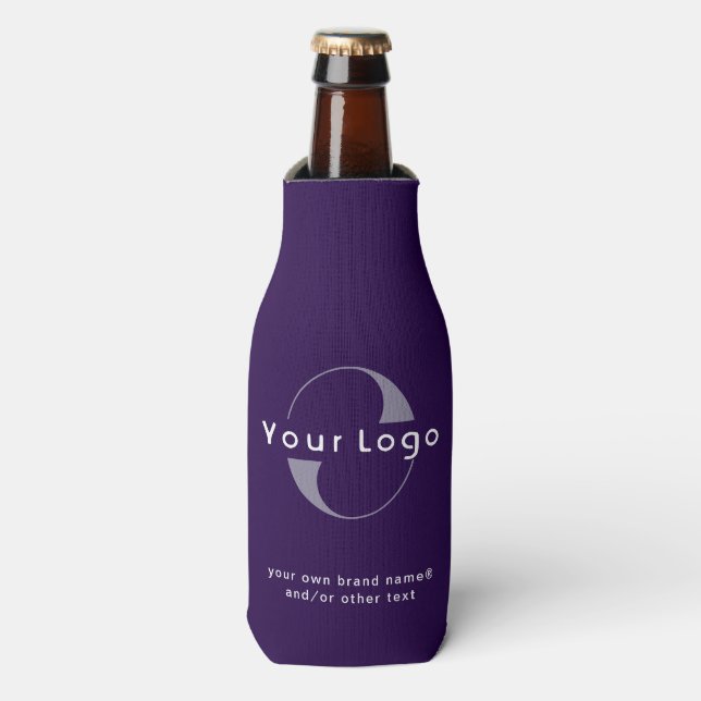 Logo on Deep Purple + White Text Company Business  Bottle Cooler (Bottle Front)