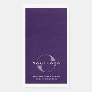 Logo on Deep Purple + White Text Company Business  Napkin