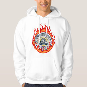 Logo on fire hoodie