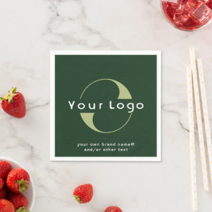Logo on Green + White Text Company Business Paper Napkin