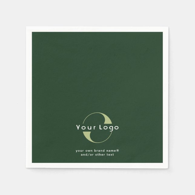 Logo on Green + White Text Company Business Paper  Napkin (Front)