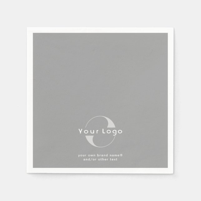 Logo on Grey + White Text Company Business Paper N Napkin (Front)