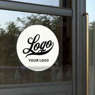 Logo on Off White Circle Simple Business Company Window Cling
