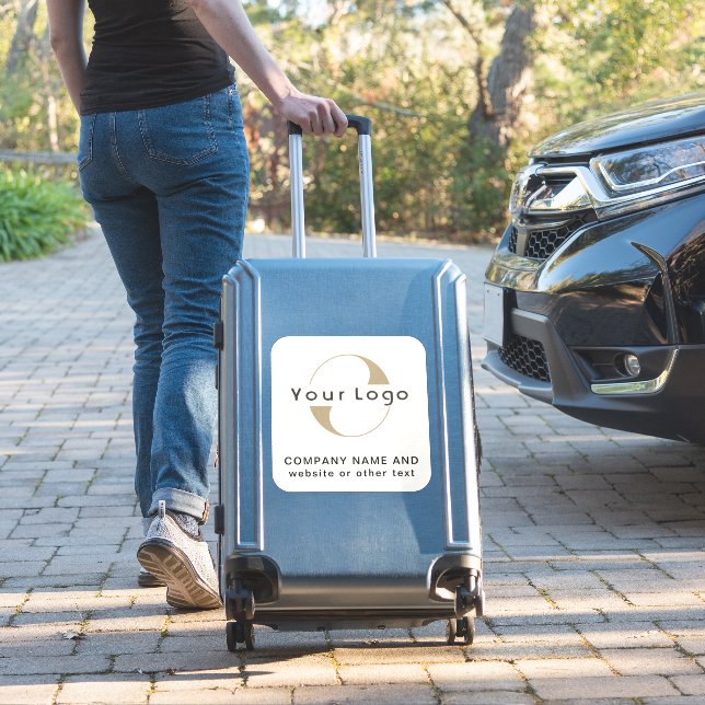 Logo on Off white square Business Vinyl Bumper (Suitcase Insitu)