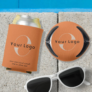 Logo on Orange + Black Text Company Business Can C Cooler