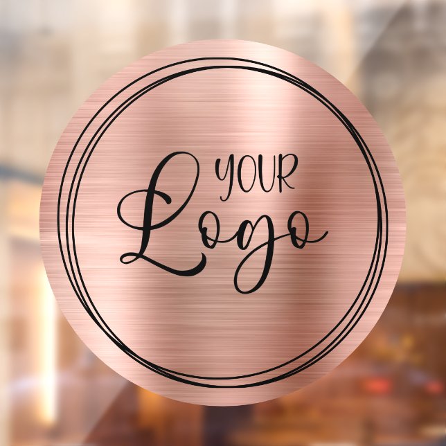 Logo on Three Black Rings with Rose Gold Foil Window Cling (Sheet 2)